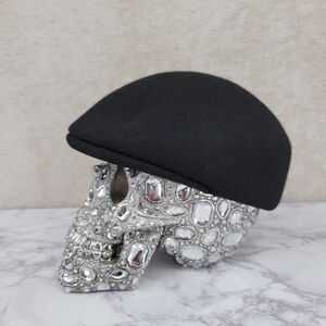 Arlin Black Wool Cap for Men Newsboy Drivers Flat Felt